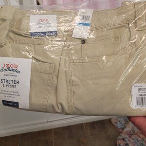 Men's Izod 5 pocket saltwater stretch pale khaki.